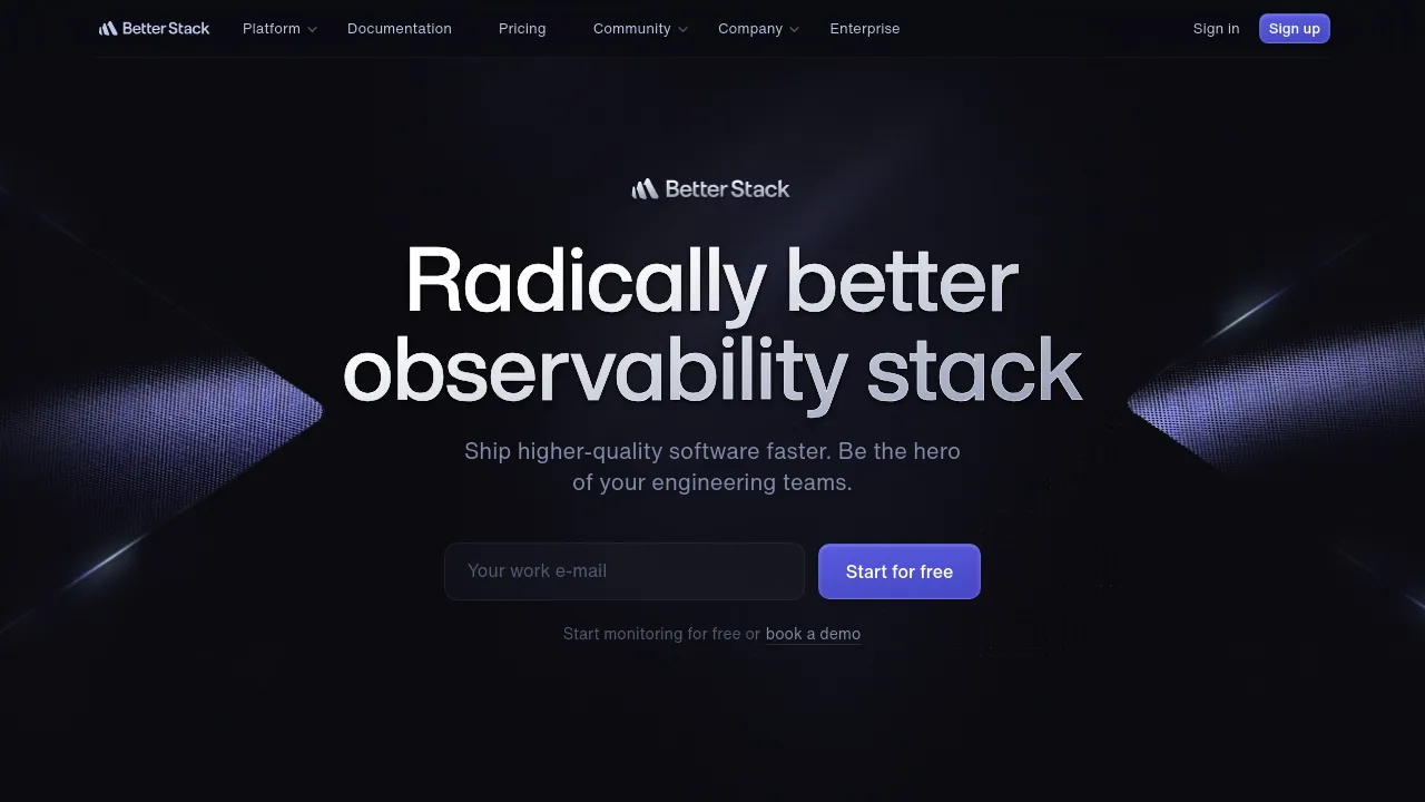 Screenshot of BetterStack website