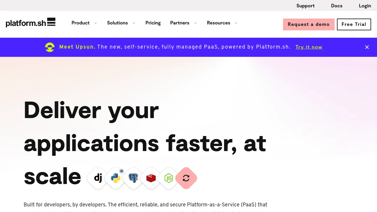 Screenshot of Platform.sh website