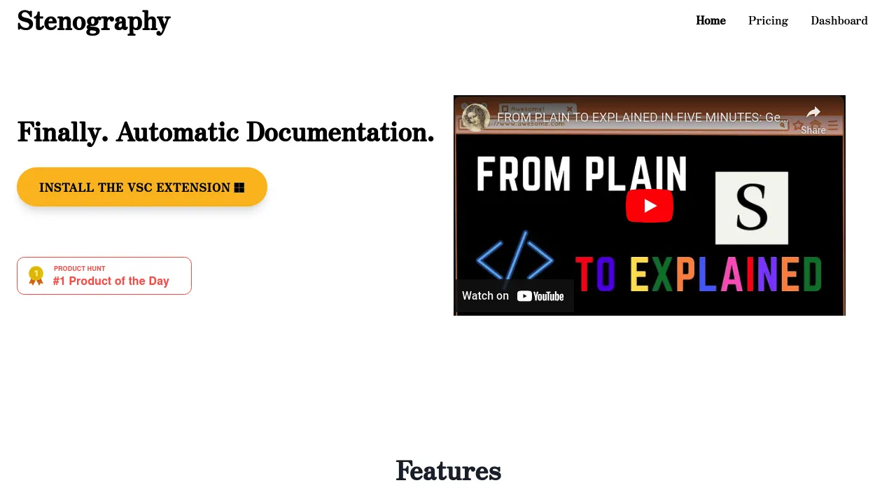 Screenshot of Stenography website