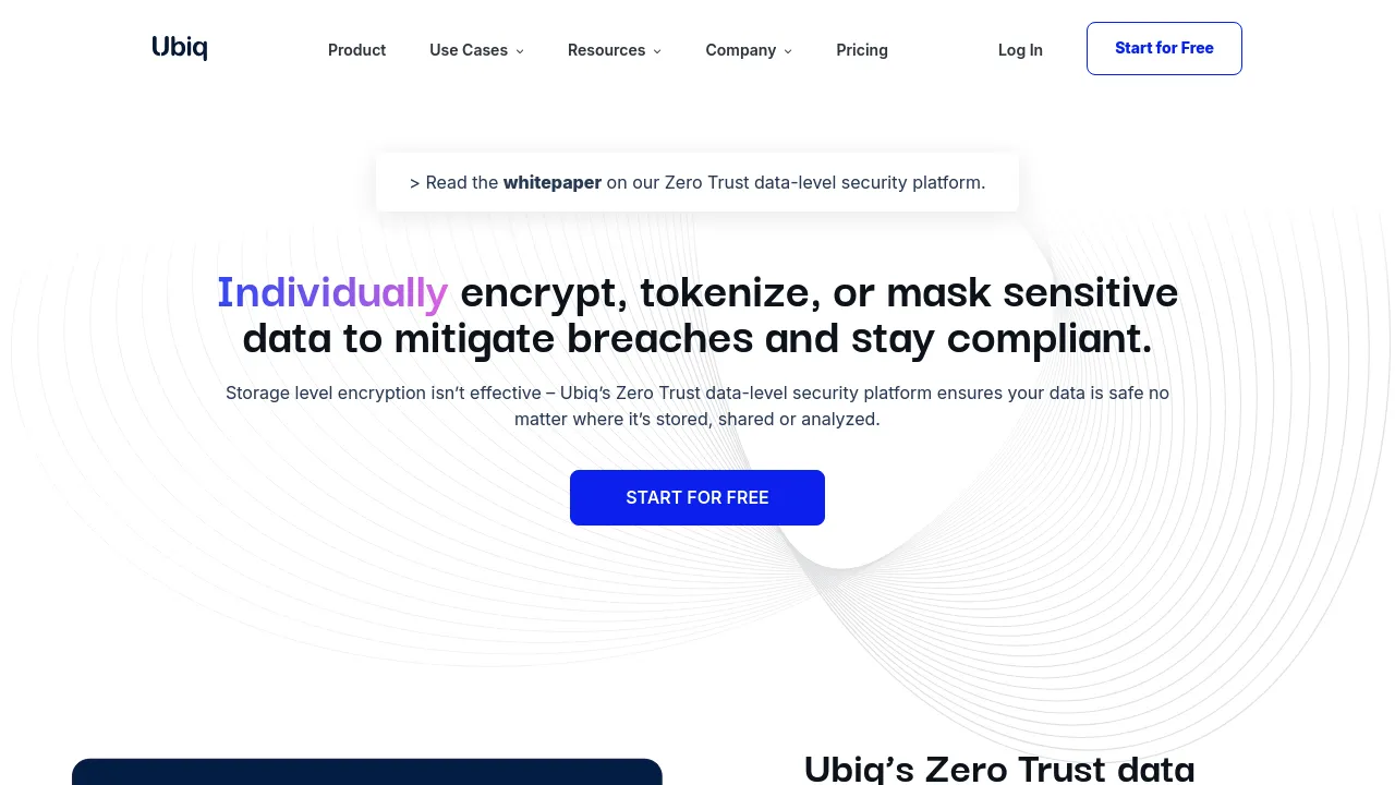 Screenshot of Ubiq website