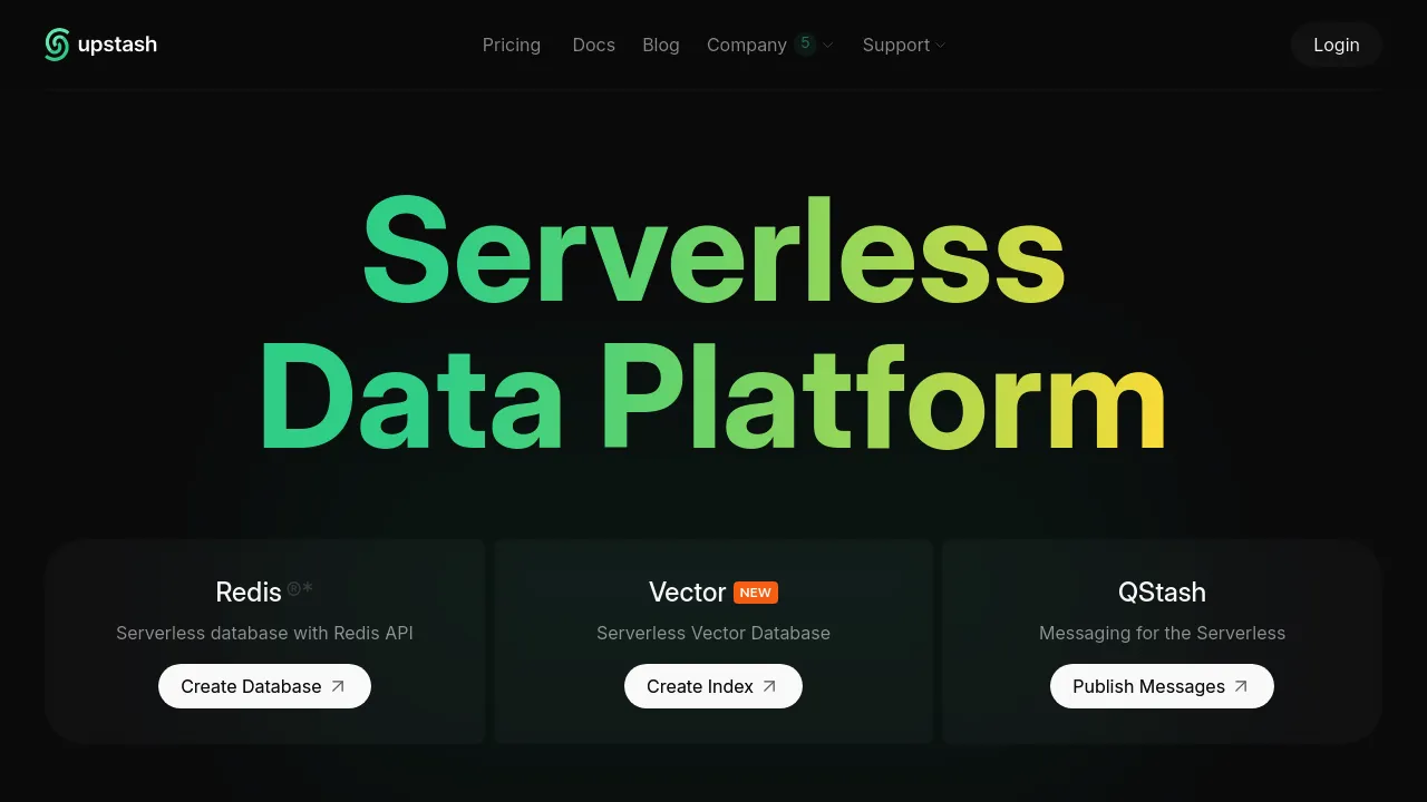 Screenshot of Upstash website