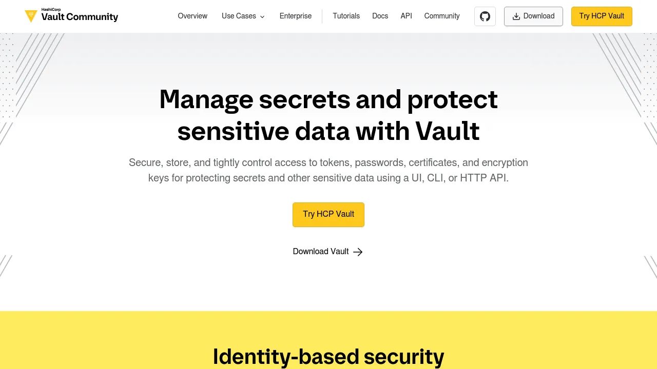 Screenshot of Vault website