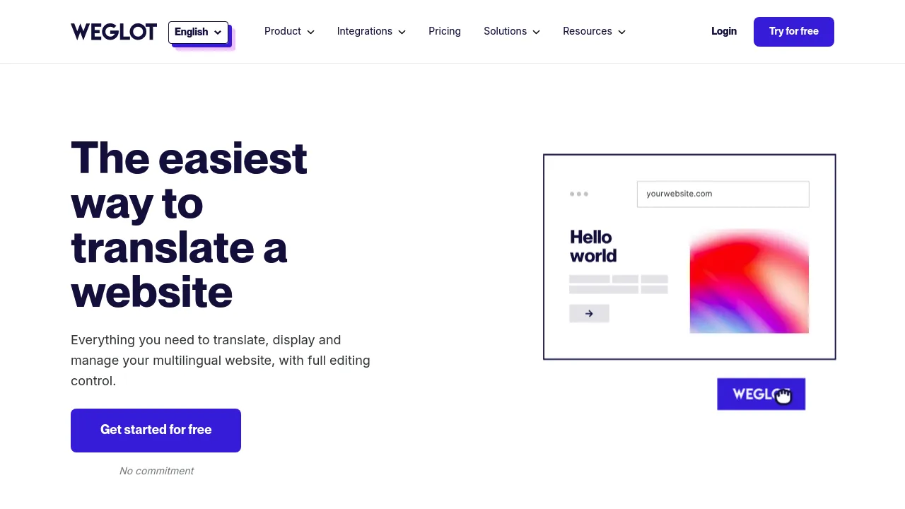 Screenshot of Weglot website